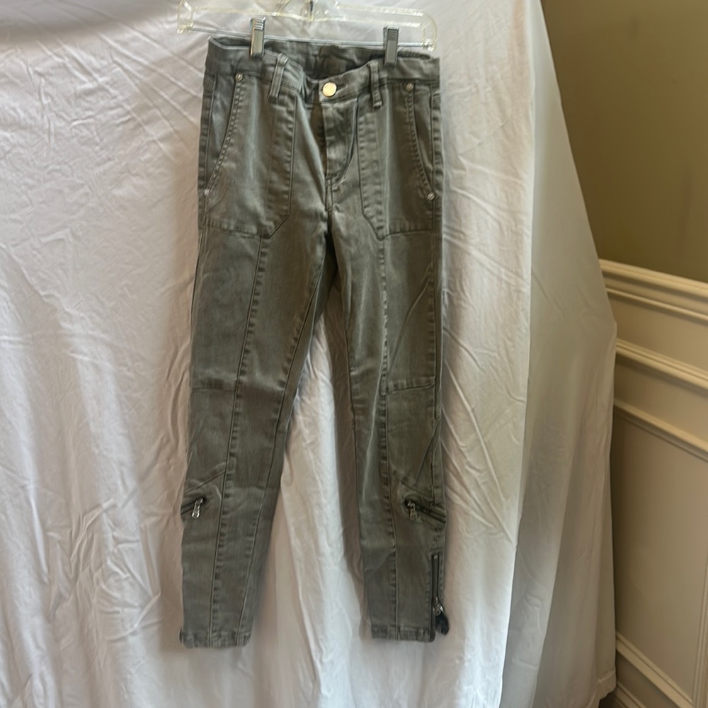 Green Zipper Stretching Cargo Pants with Zipper Detail from BlankNYC